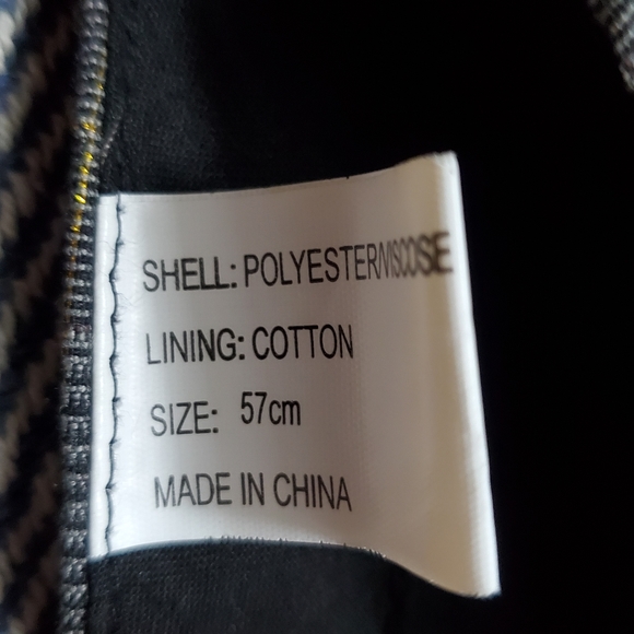 Military Hat - Fine Grey Plaid - Cotton-Lined - Size 57 cm - EUC - Picture 11 of 11